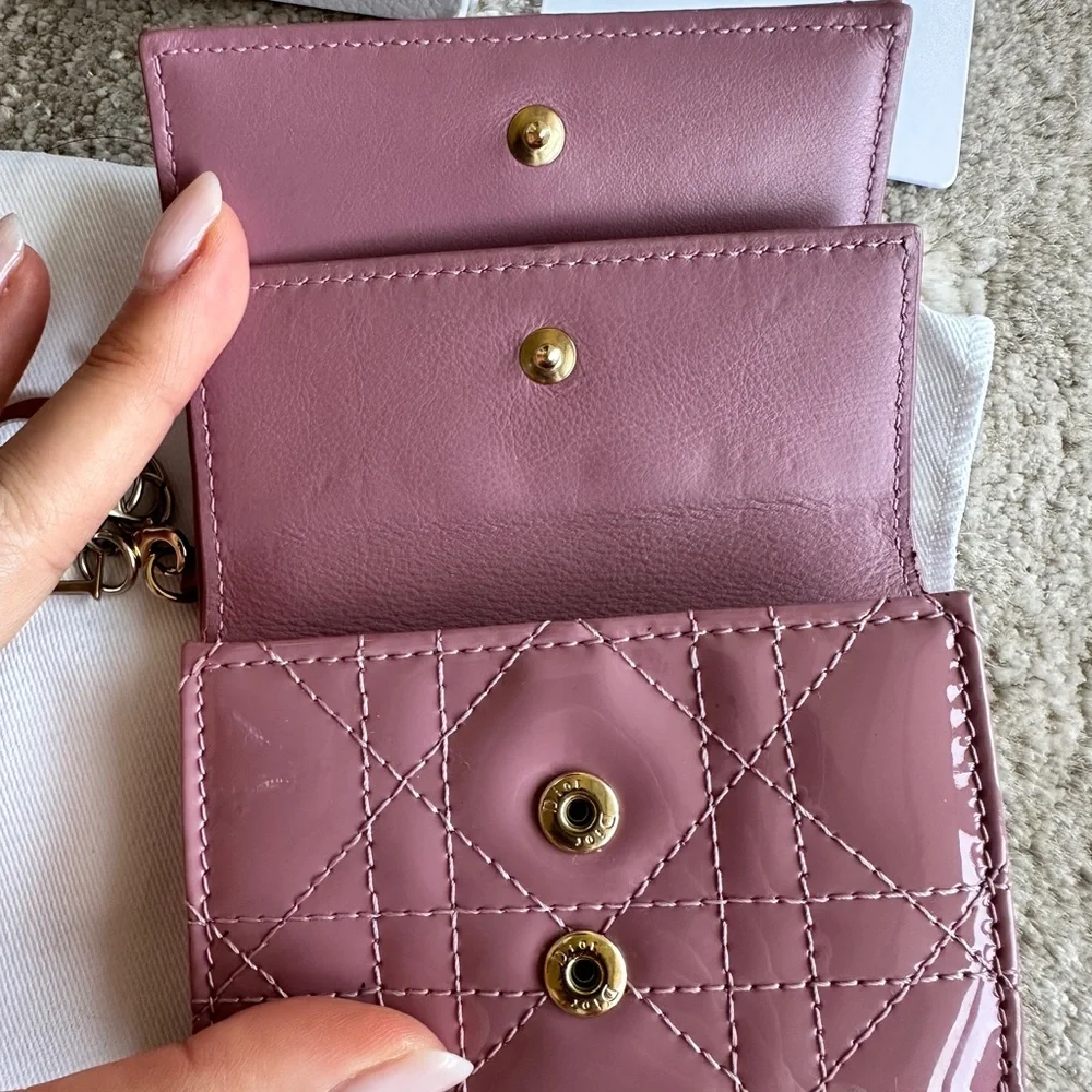 DIOR PATENT LADY DIOR LOTUS WALLET, GREAT CONDITION